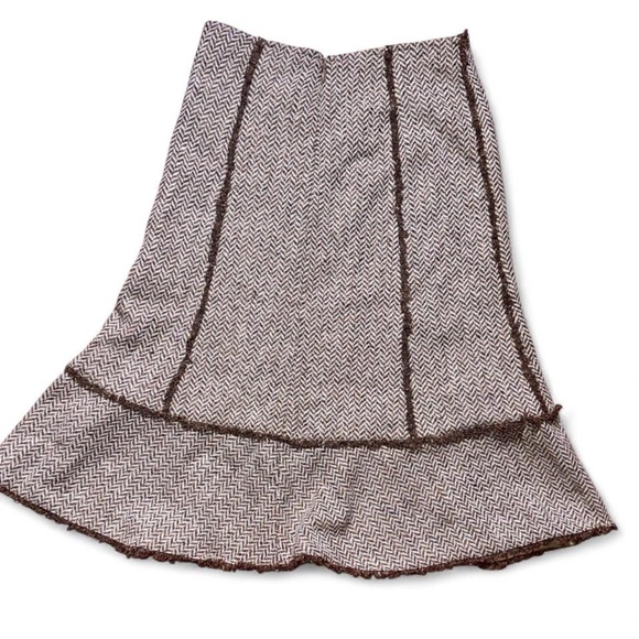 LOFT (Ann Taylor) Brown Herringbone A-Line Skirt - Picture 8 of 8